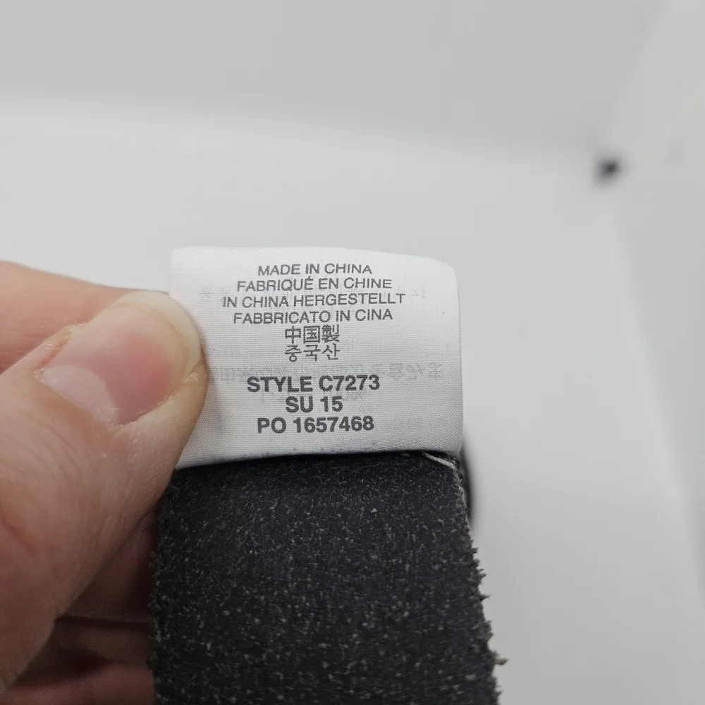 J. Crew black leather belt with silver tone buckle and beaded detail S/M - Picture 4 of 7